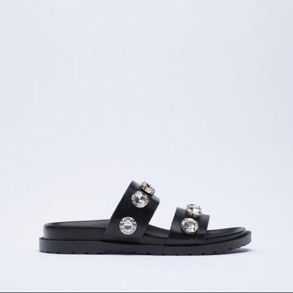 ZARA SPARKLY LOW HEELED SANDALS - Picture 3 of 8